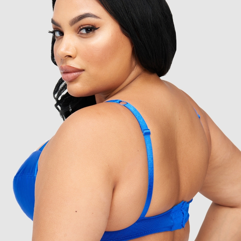 Frederick's Of Hollywood Vibrant Blue Satin Bra View 2